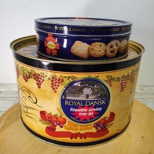 Sewing Tins XL Royal Dansk EMPTY round metal tins Grandmacore